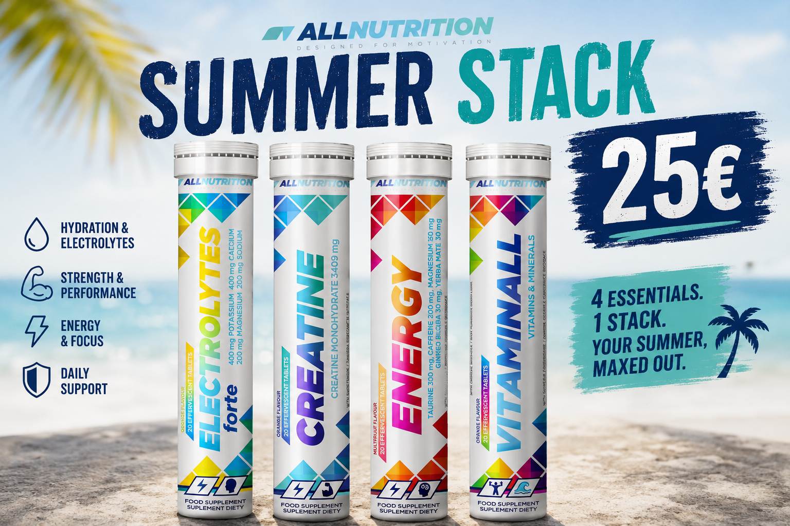 summer stack Vitaminall + Energy + Creatine + Electrolytes - Image 1